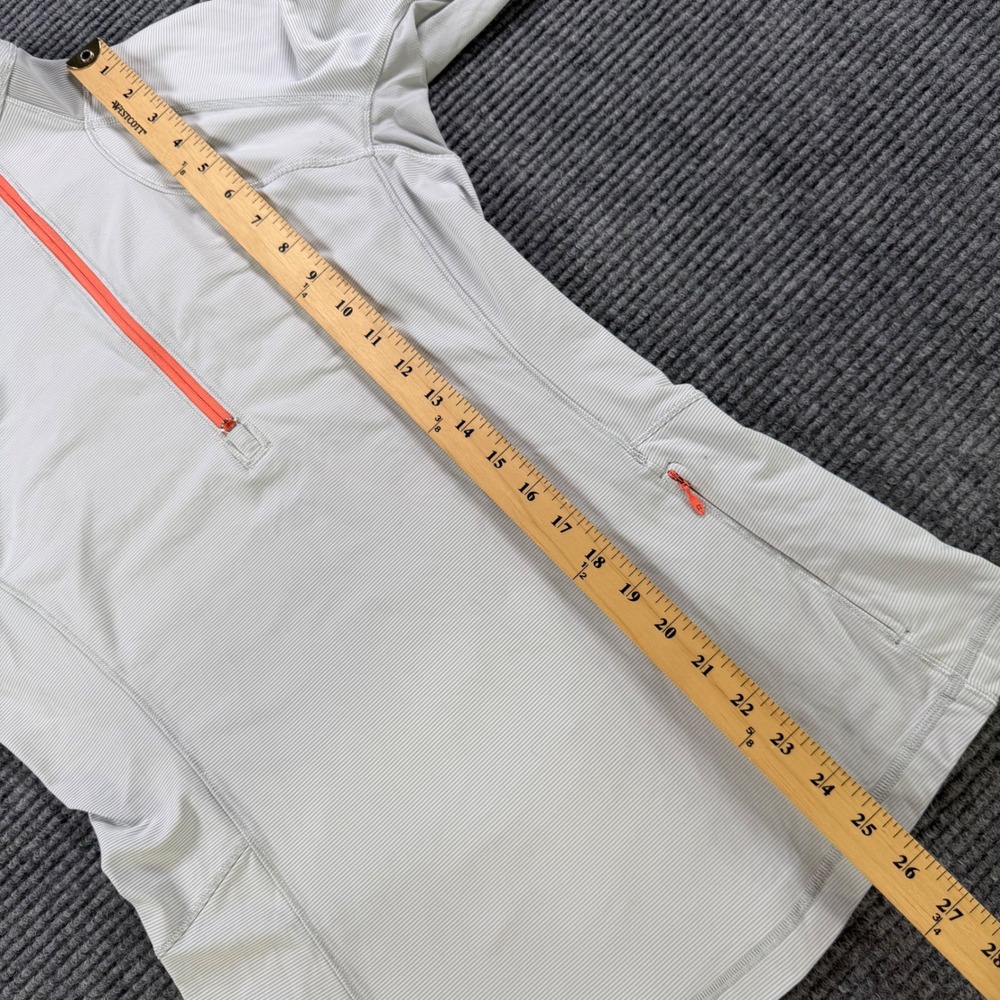 Lululemon‎ Run Swiftly Tech 1/4 Zip Pullover Grey Stripe Orange Accent Womens 8 - Picture 13 of 15
